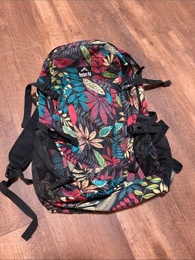 Floral Leaf Print Backpack - Multicolor